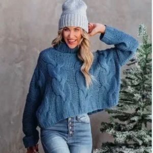 Vici Blue Cable Knit Sweater